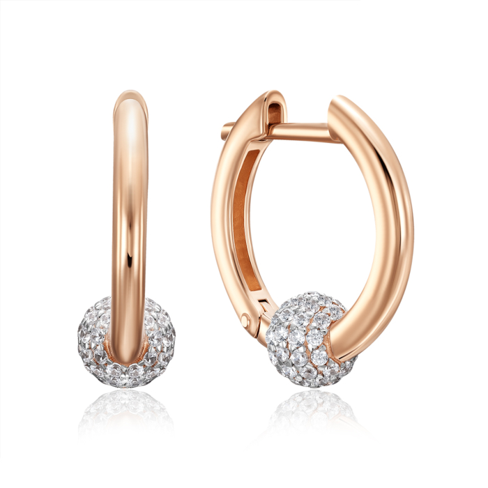 Золотые серьги-конго с фианитами. Артикул 23567/01/1/1