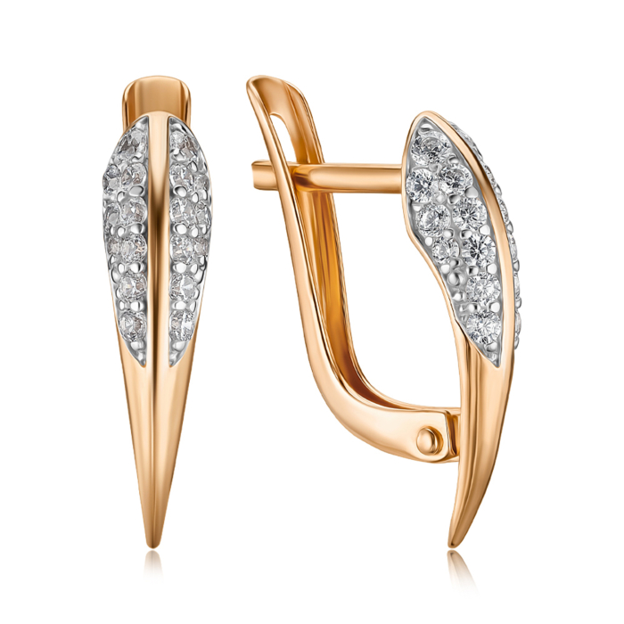 Золотые серьги с фианитами 23570/01/1/75