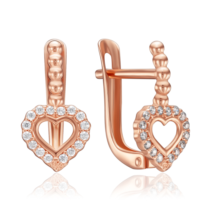 Золоті сережки з фіанітами. Артикул 23573/01/0/1