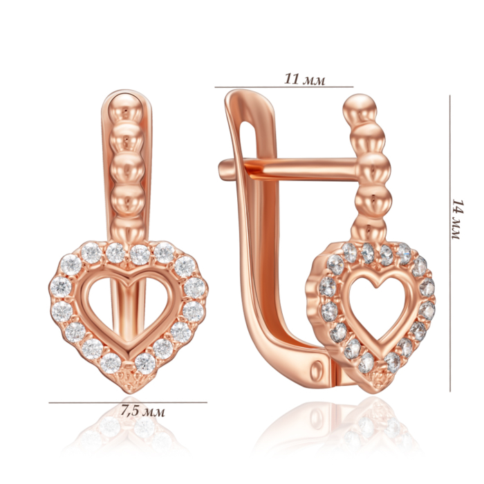 Золоті сережки з фіанітами. Артикул 23573/01/0/1