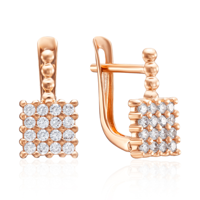 Золотые серьги с фианитами. Артикул 23574/01/0/3