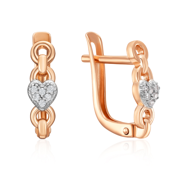 Золоті сережки з фіанітами. Артикул 23575/01/1/1