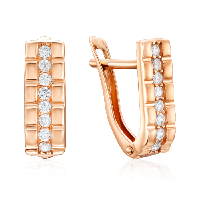 Золотые серьги с фианитами. Артикул 23579/01/0/3