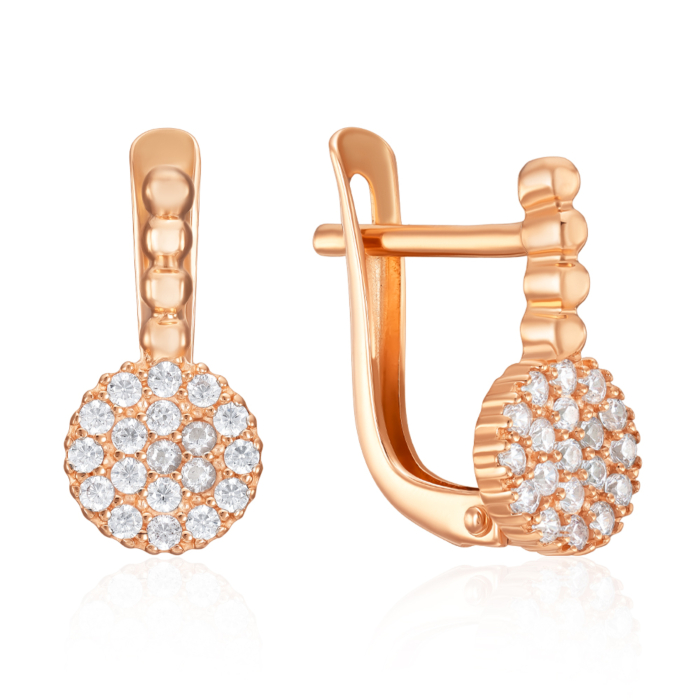 Золотые серьги с фианитами. Артикул 23582/01/0/13