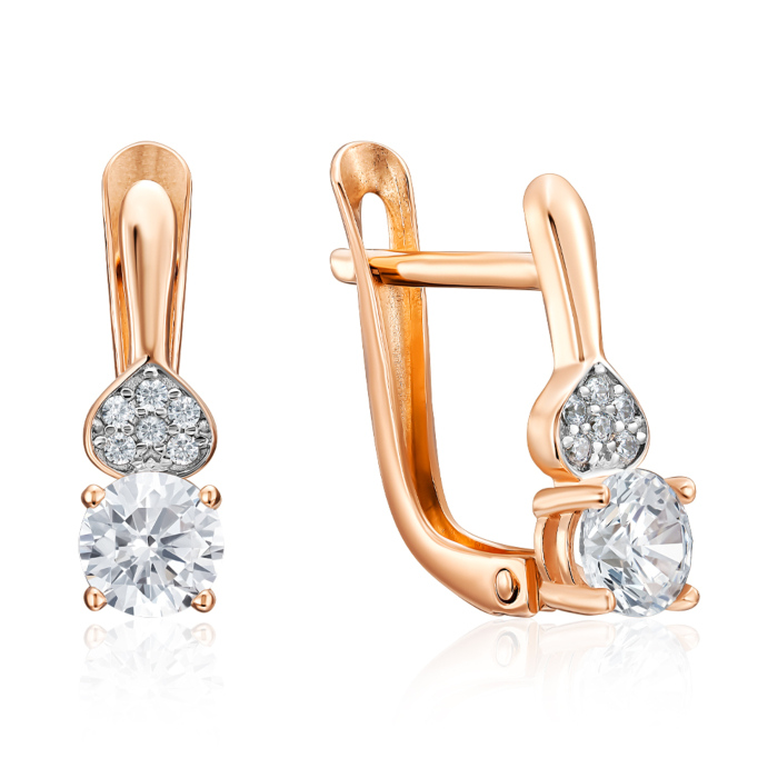 Золотые серьги с фианитами. Артикул 23586/01/1/145