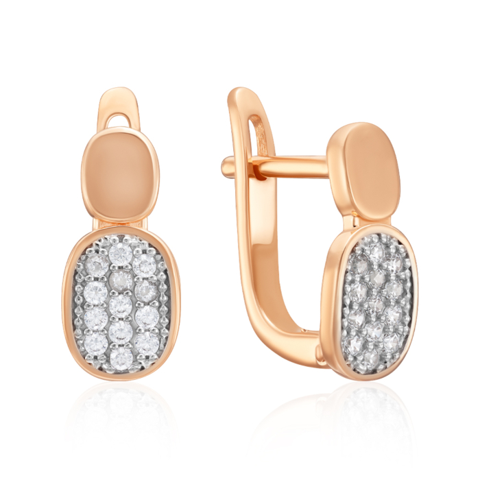 Золоті сережки з фіанітами. Артикул 23589/01/1/13