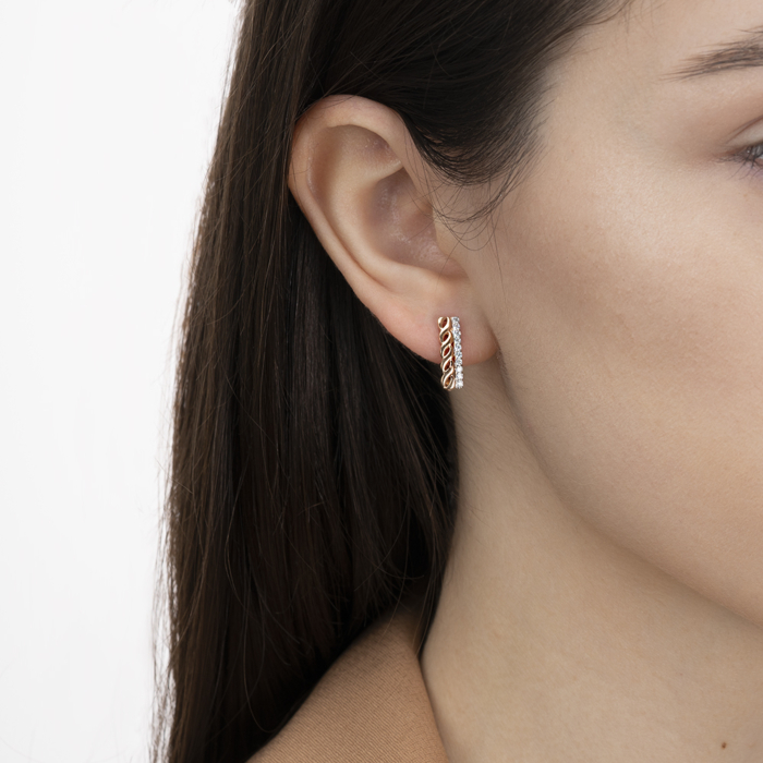 Золоті сережки з фіанітами. Артикул 23593/01/1/13