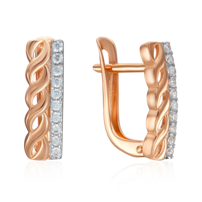 Золоті сережки з фіанітами. Артикул 23593/01/1/13