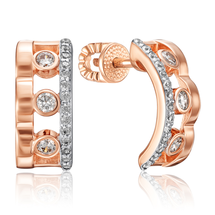 Золоті сережки з фіанітами. Артикул 23595/01/1/55