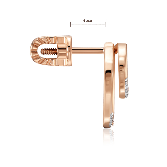 Золотые пуссеты с фианитами. Артикул 23597/01/1/1