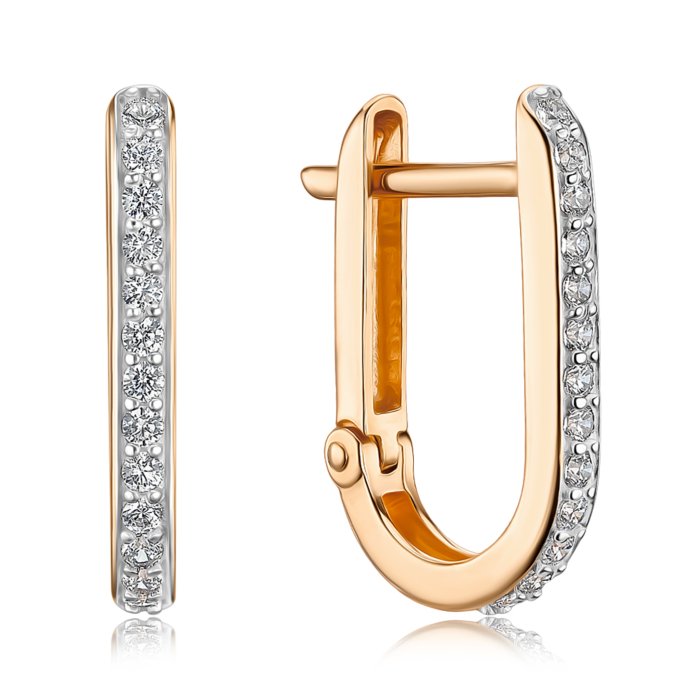 Золотые серьги с фианитами 23608/01/1/13