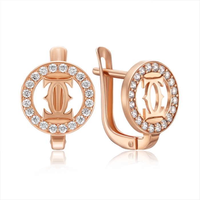 Золотые серьги с фианитами. Артикул 23612/01/0/13