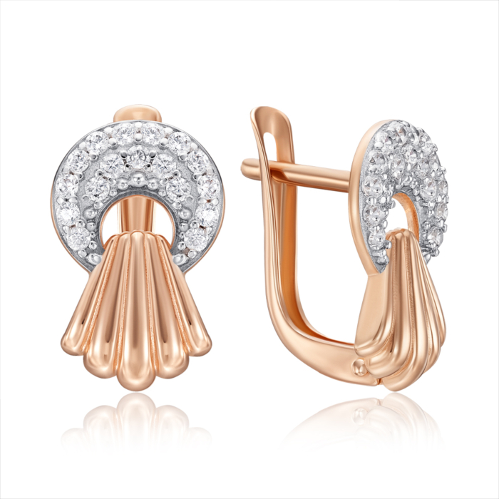 Золотые серьги с фианитами. Артикул 23615/01/1/13