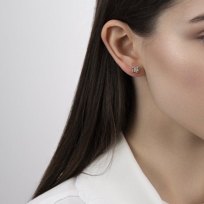 Золоті пусети з фіанітами. Артикул 23621/01/1/3