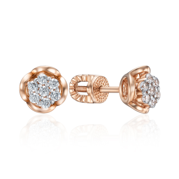 Золоті пусети з фіанітами. Артикул 23621/01/1/3