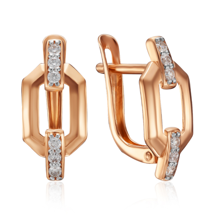 Золоті сережки з фіанітами. Артикул 23624/01/1/3