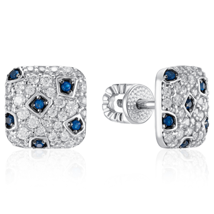 Золотые пуссеты с фианитами. Артикул 23637/02/1/4957