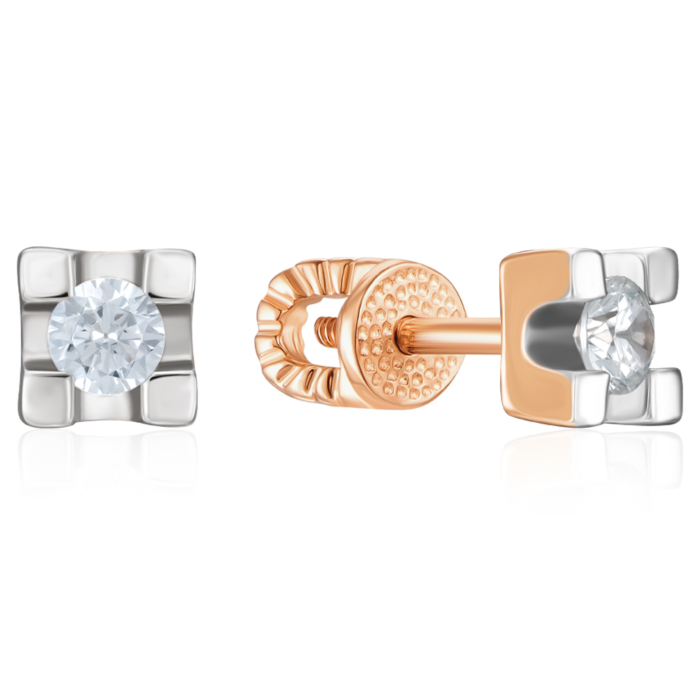 Золоті пусети з фіанітом. Артикул 23638/01/1/28