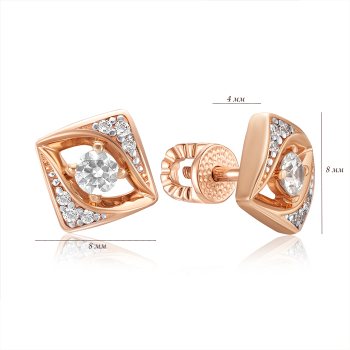 Золоті пусети з фіанітами. Артикул 23639/01/1/4938