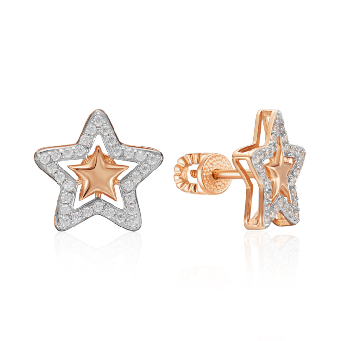 Золоті сережки з фіанітами. Артикул 23640/01/1/1