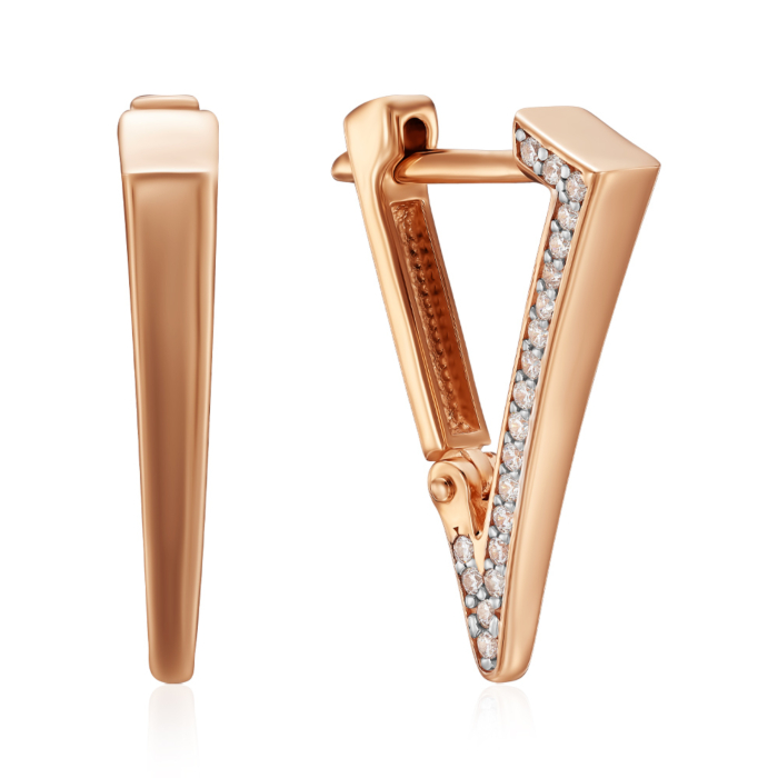 Золоті сережки з фіанітами. Артикул 23643/01/1/1