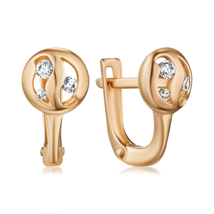 Золоті сережки з фіанітами. Артикул 23644/01/0/657