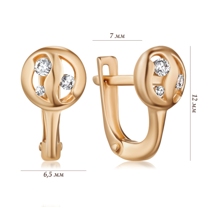 Золоті сережки з фіанітами. Артикул 23644/01/0/657