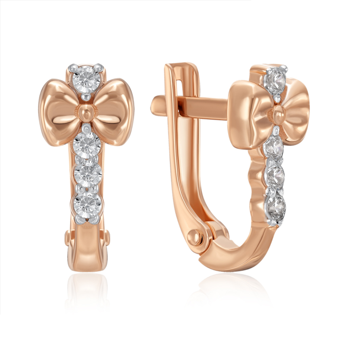 Золоті сережки з фіанітами. Артикул 23646/01/1/3