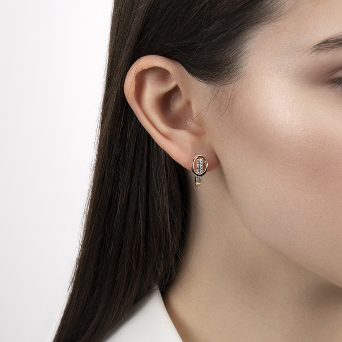 Золотые серьги с фианитами. Артикул 23648/01/1/1