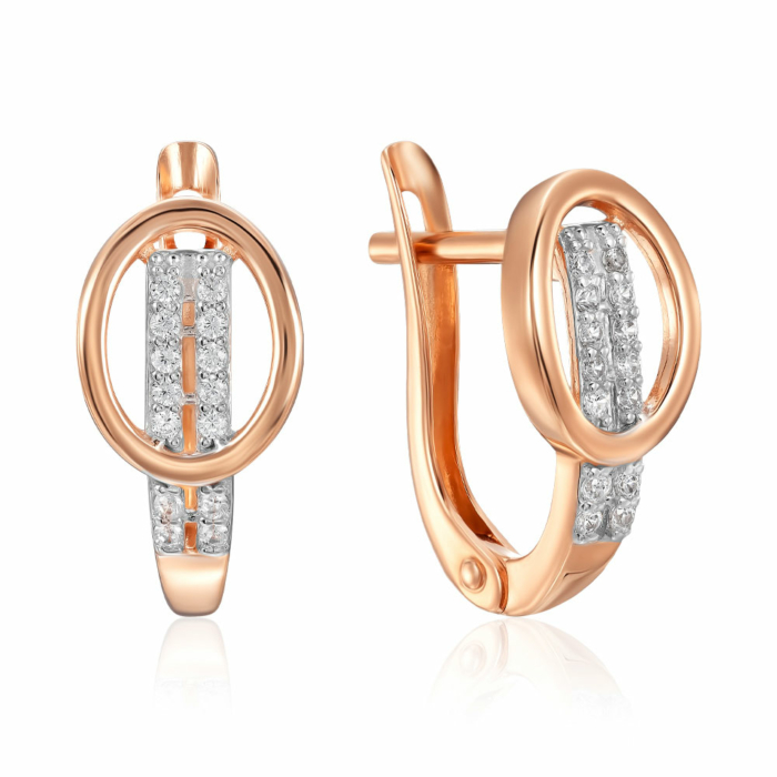 Золотые серьги с фианитами. Артикул 23648/01/1/1