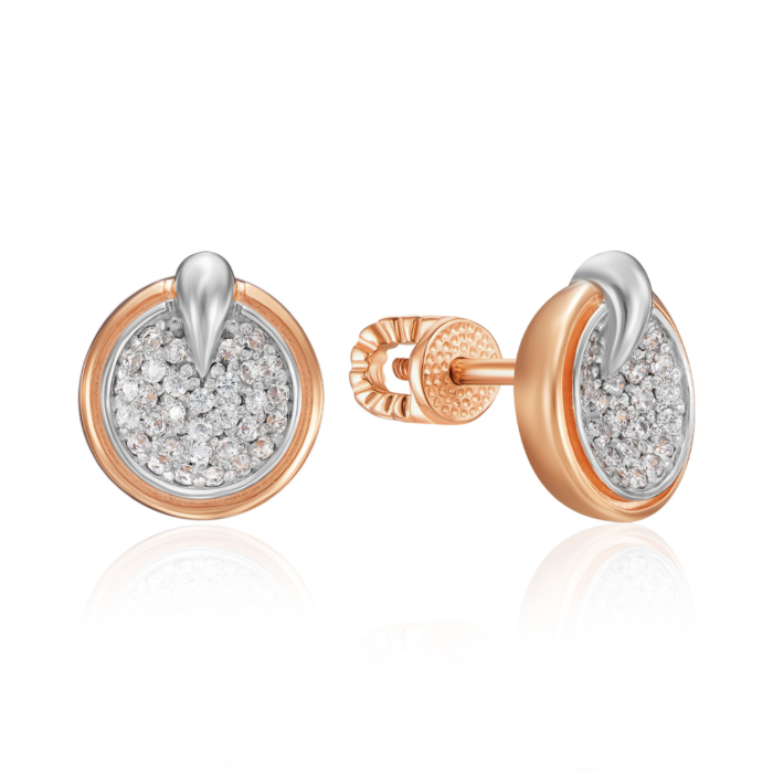 Золоті сережки з фіанітами. Артикул 23651/01/1/1