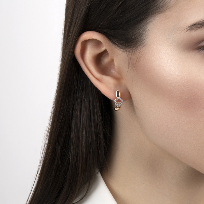 Золоті сережки з фіанітами. Артикул 23655/01/1/323