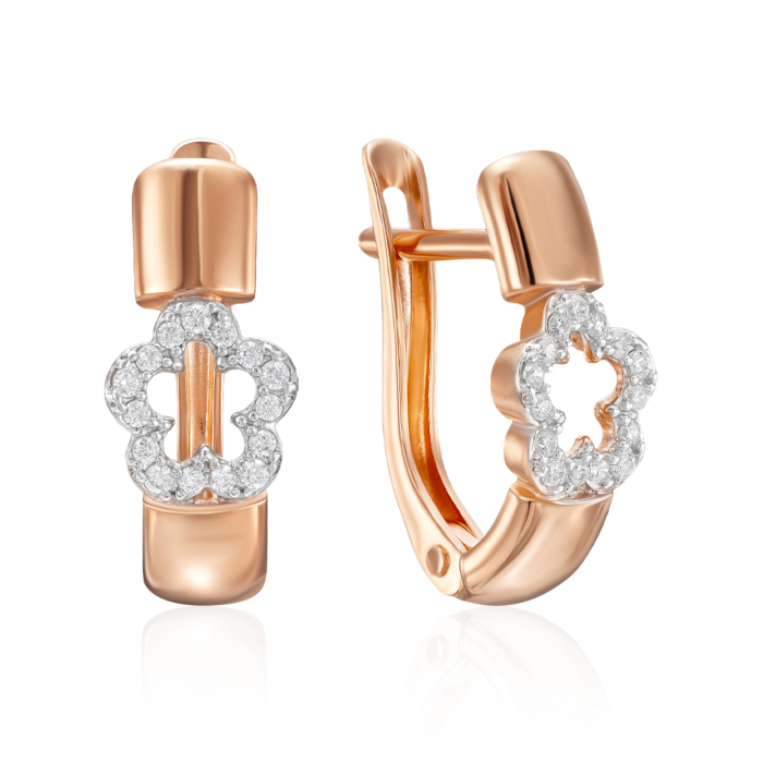 Золоті сережки з фіанітами. Артикул 23655/01/1/323