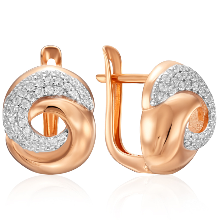 Золотые серьги с фианитами. Артикул 23656/01/1/1