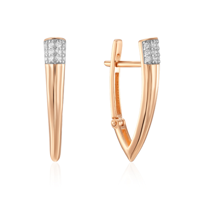 Золоті сережки з фіанітами. Артикул 23658/01/1/1