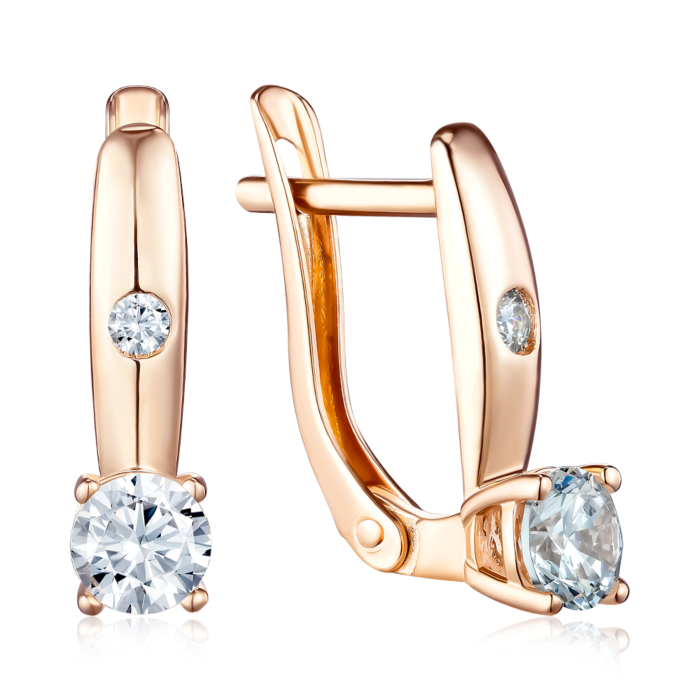 Золотые серьги с фианитами. Артикул 23662/01/0/21018