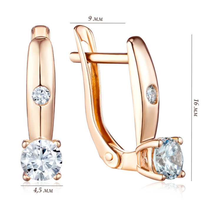 Золотые серьги с фианитами. Артикул 23662/01/0/21018