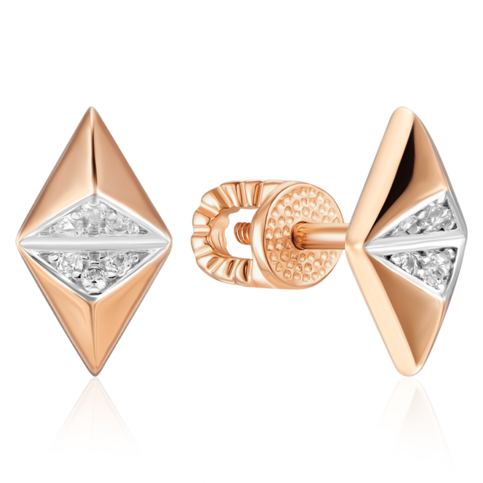 Золоті пусети з фіанітами. Артикул 23665/01/1/1