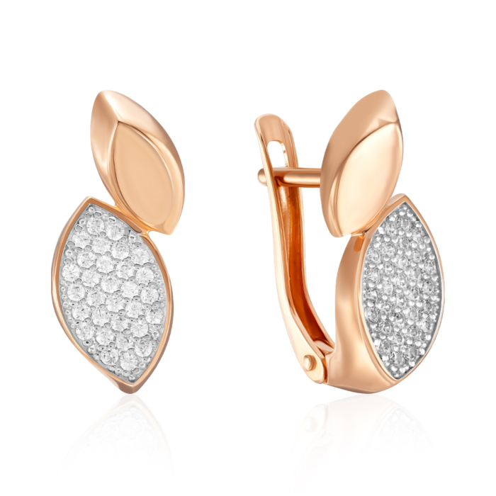 Золотые серьги с фианитами. Артикул 23670/01/1/1