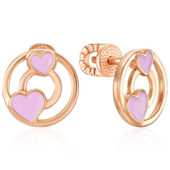 Золотые пуссеты с эмалью. Артикул 23671/01/0/849