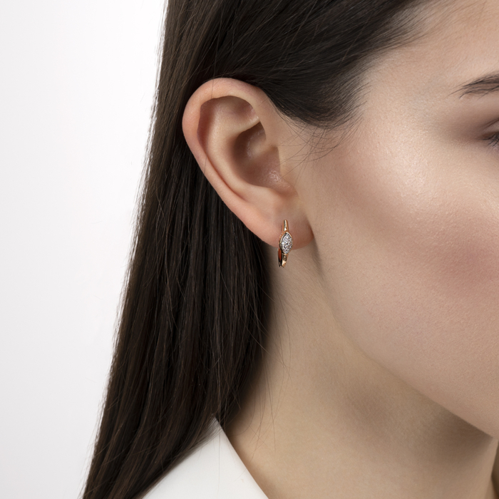 Золоті сережки з фіанітами. Артикул 23672/01/1/36