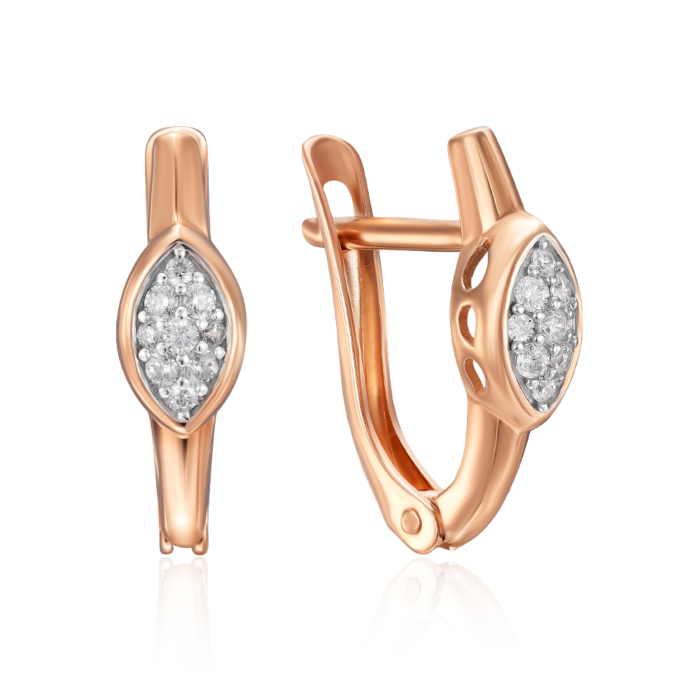 Золоті сережки з фіанітами. Артикул 23672/01/1/36