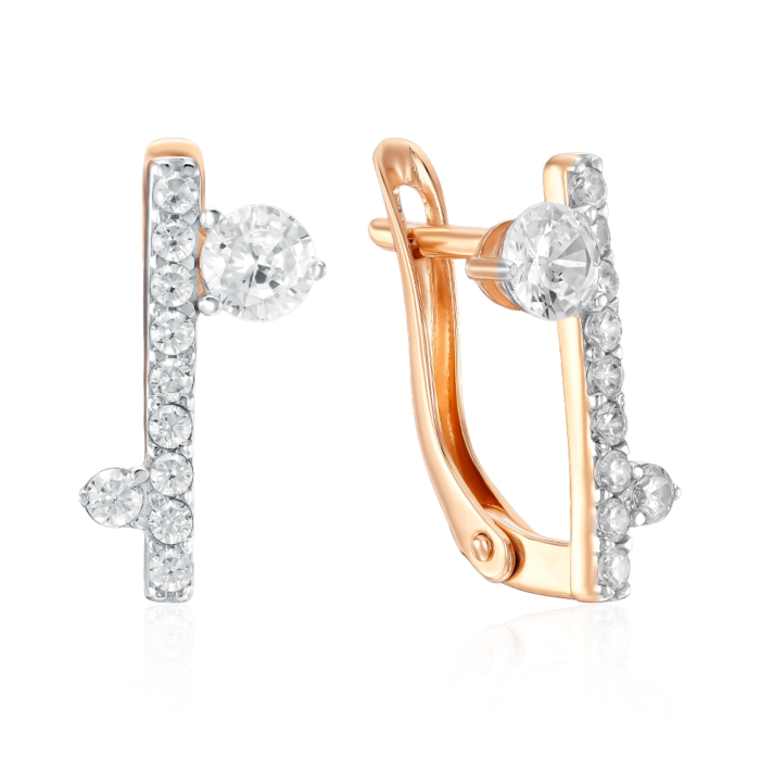 Золоті сережки з фіанітами. Артикул 23675/01/1/4966