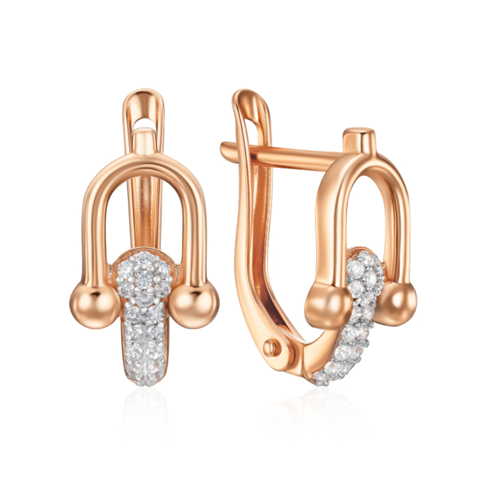 Золотые серьги с фианитами. Артикул 23677/01/1/1