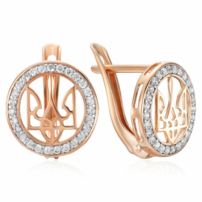 Золотые серьги с фианитами. Артикул 23678/01/1/1
