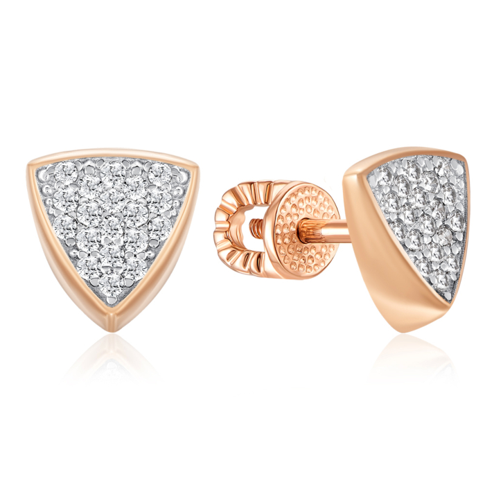 Золотые серьги-пуссеты с фианитами. Артикул 23679/01/1/1/323