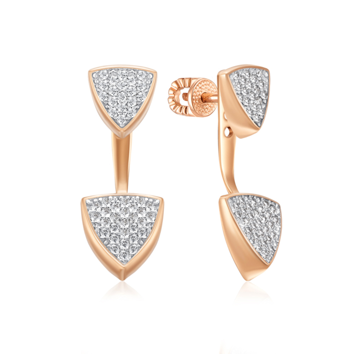 Золотые серьги-пуссеты с фианитами. Артикул 23679/01/1/1/323