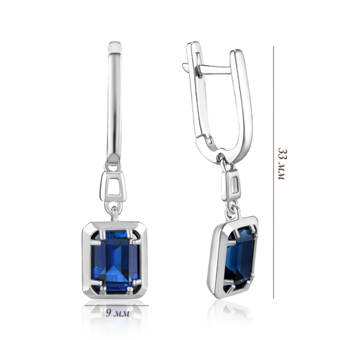 Серебряные серьги с сапфиром. Артикул 2367/1р-HSPH
