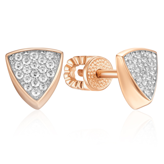 Золоті сережки-пусети з фіанітами. Артикул 23680/01/1/323