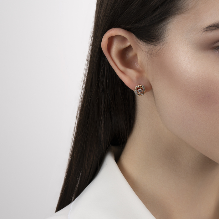 Золоті пусети з фіанітами. Артикул 23682/01/1/76